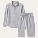 The Cumberland Men’s Linen Shirt & Wide Leg Trousers Set – Casual Beach Outfit